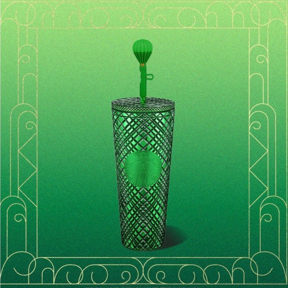 Starbucks Emerald Green Textured Cup with Straw